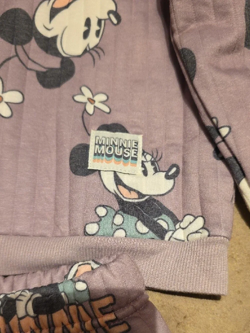 Disney Girls' Lavender Minnie Mouse Pajama Set
